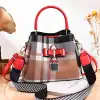 Custom-made new all-PU women's bags for export and domestic sales, with checkered bow bear pendants, can be carried diagonally over one shoulder Application Scenario